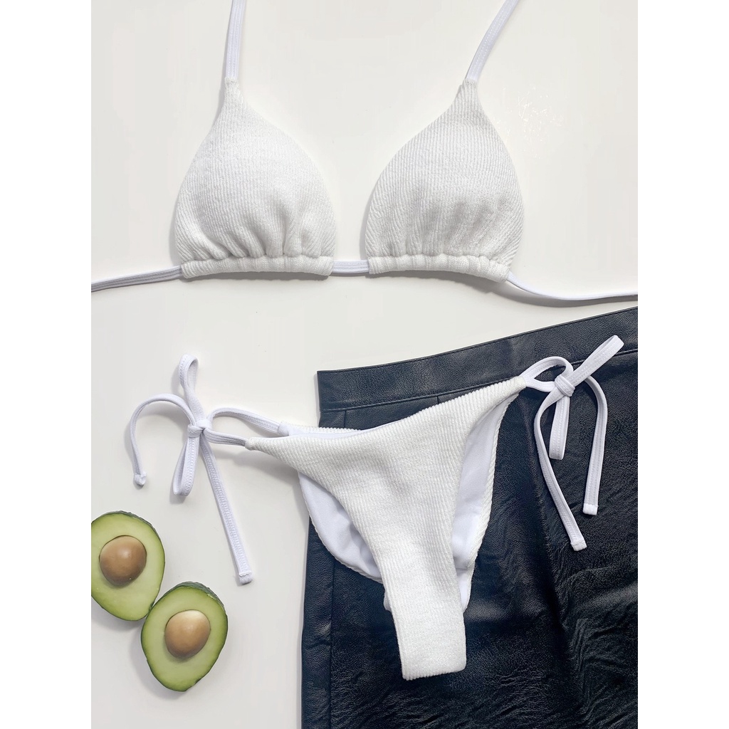 Bộ Đồ Bơi Bikini Màu Trắng Đơn Giản Cho Nữ
