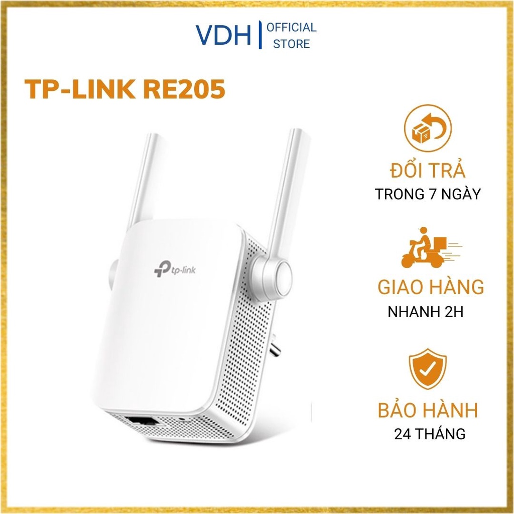 Bộ kích sóng wifi TP-Link RE205 mở rộng wifi băng tần kép chuẩn AC750 cực mạnh- Hàng chính hãng bảo hành 24 tháng