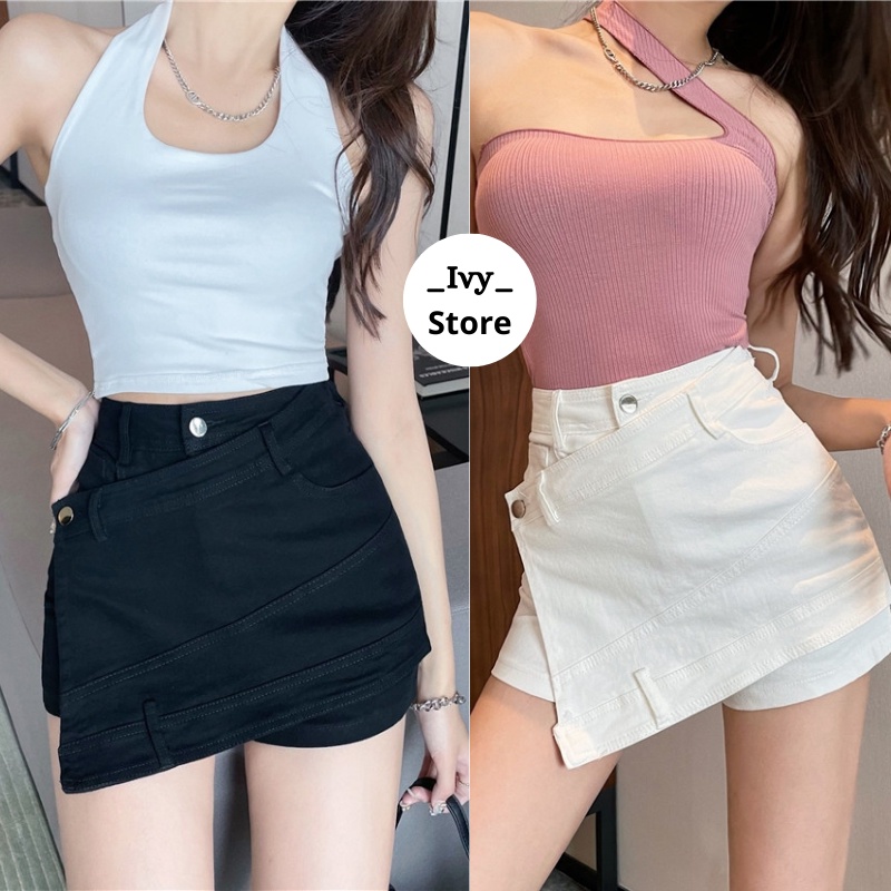 Chân Váy Denim Vạt Chéo Phong Cách Ullzang Hottrend 2022