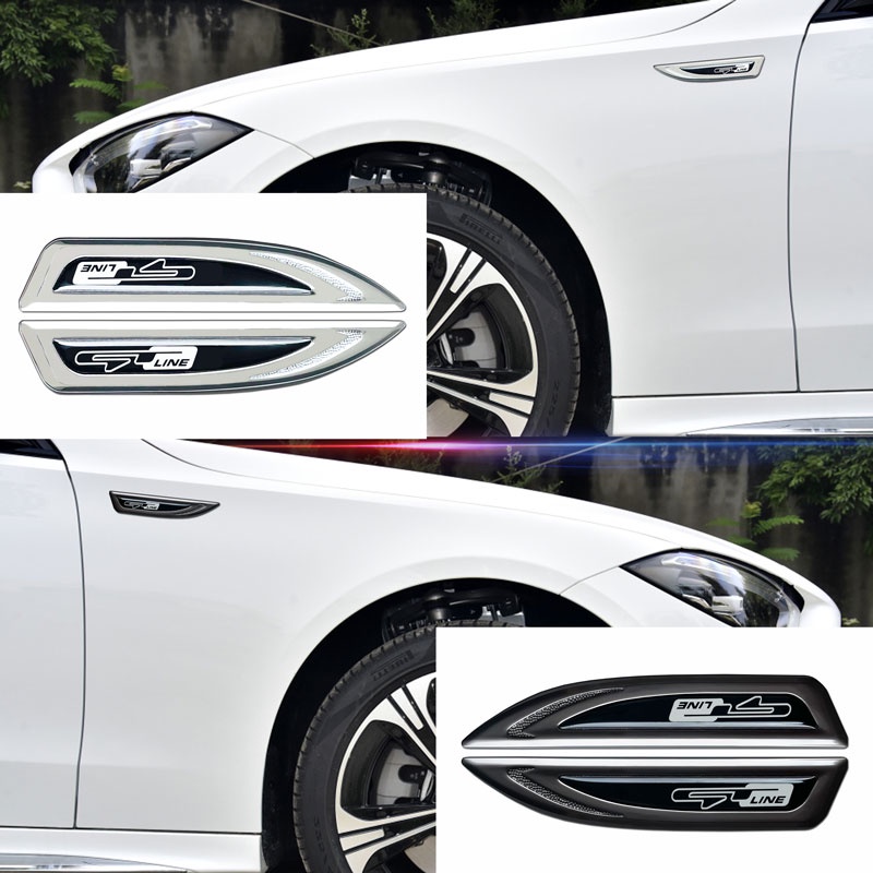 FENDER Set 2 Huy Hiệu Kim Loại 3D GT line Dán Trang Trí Thân Xe Ô Tô Peugeot For Kia Forte Ceed Cerato RIO K3 K5 K9