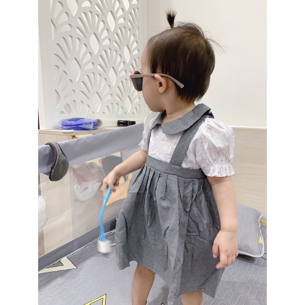 [ẢNH THẬT] Váy, đầm thiết kế màu nâu tây và kẻ caro phong cách tiểu thư cho bé gái