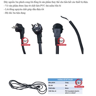 [HCM]Dây nguồn 3m phích CONG đen