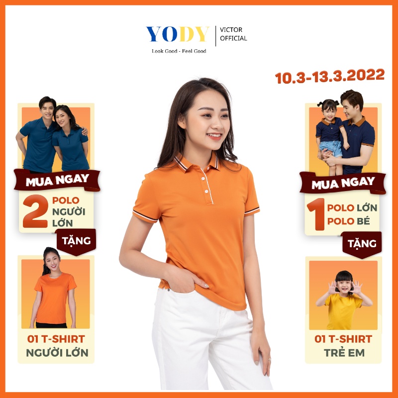 Áo Polo Nữ Coolmax YODY Phối Bo Chất Liệu Thoáng Mát APN3724