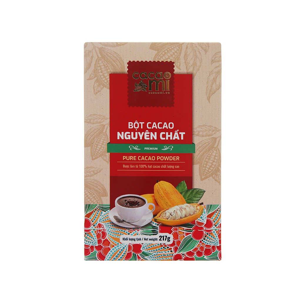 Bột cacao nguyên chất CacaoMi Premium hộp 217g