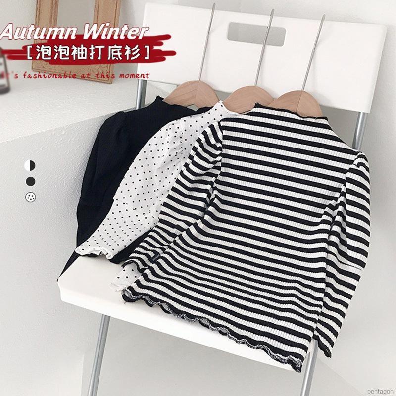 Áo Sơ Mi Tay Dài Phồng Họa Tiết Chấm Bi Nhiều Màu Sắc Dành Cho Bé Gái 1-7 Tuổi