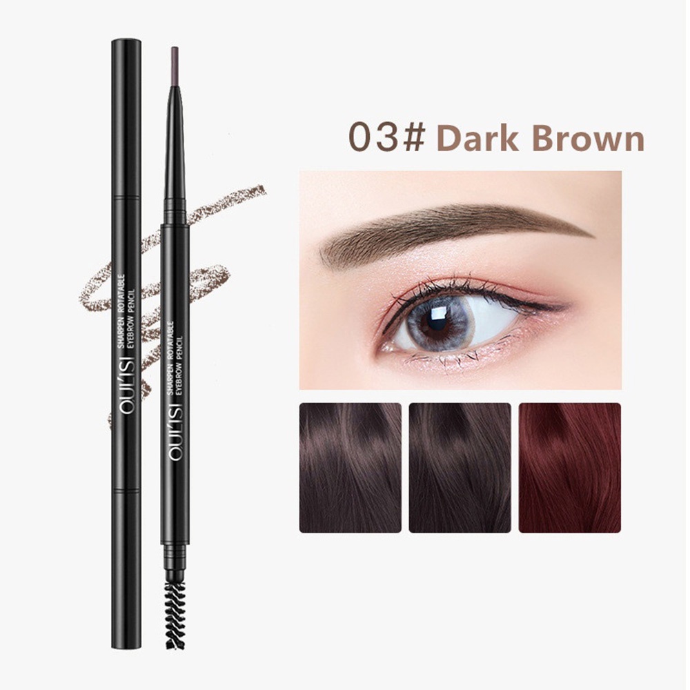 Bút Chì Kẻ Lông Mày Màu Đen / Nâu Lâu Trôi Chống Thấm Nước Tự Nhiên Thân Thiện Với Da Có Cọ Trang Điểm Hiệu OULISI