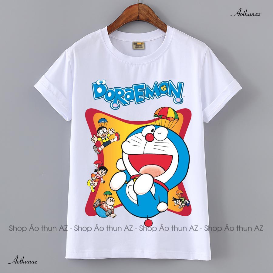 Áo thun nam nữ in hình Doraemon ( có size trẻ em ) - Cotton Thái Doremon M2423