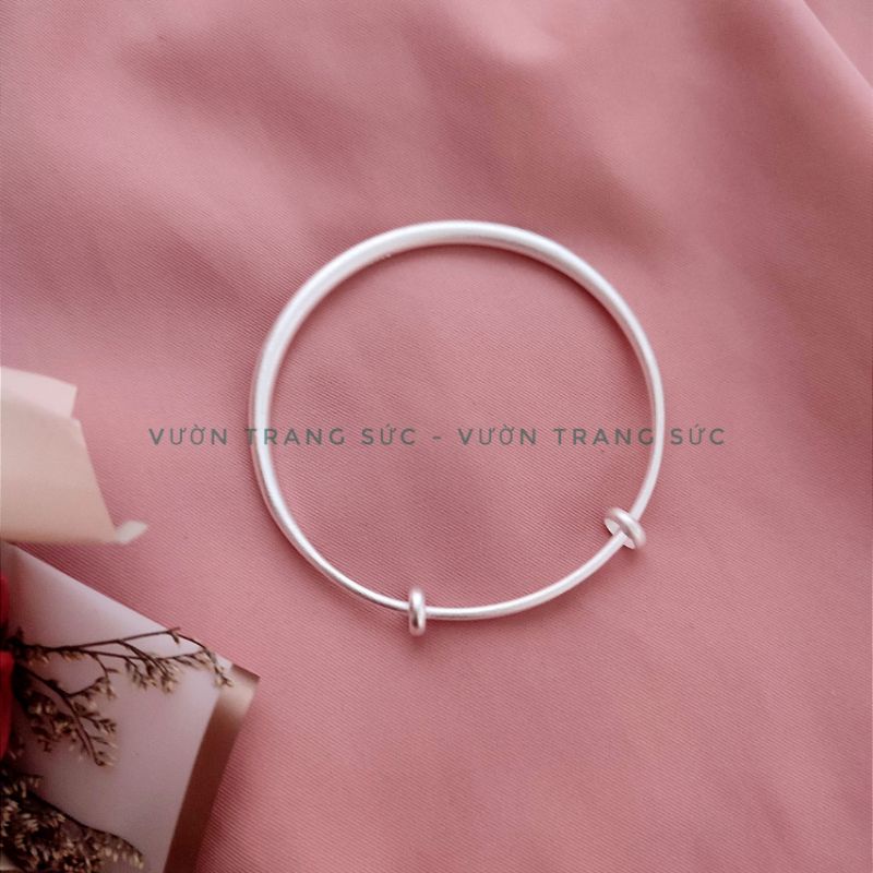 Vòng tay bạc nam nữ S925 - Lắc tay nam nữ bạc Ý charm cánh Sen thanh lịch, sang trọng Vườn Trang Sức VTS VT013