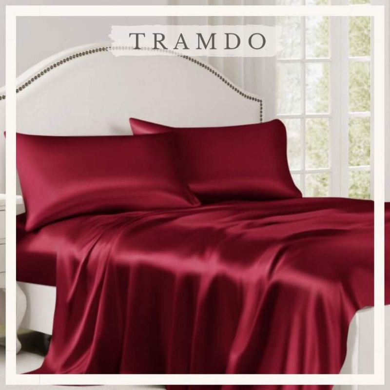 Bộ Chăn Ga Gối Lụa Cao Cấp NITE9SILK TRAMDO BEDDING Màu Đỏ