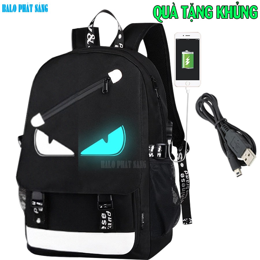Balo nam nữ đi học thời trang phát sáng hình Mắt độc đáo - TẶNG cáp sạc USB - Cặp đi học HOT nhất 2021