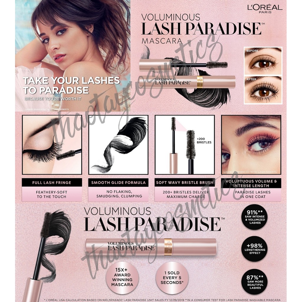 [Hàng Mỹ] Mascara dày và dài mi LOreal Voluminous Lash Paradise Waterproof