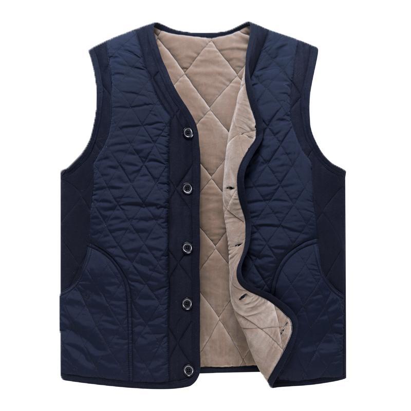 Người trung niên và người cao tuổi áo vest nam lông lạc đà dày dặn thêm áo vest nhung một mảnh mùa thu và mùa đông người