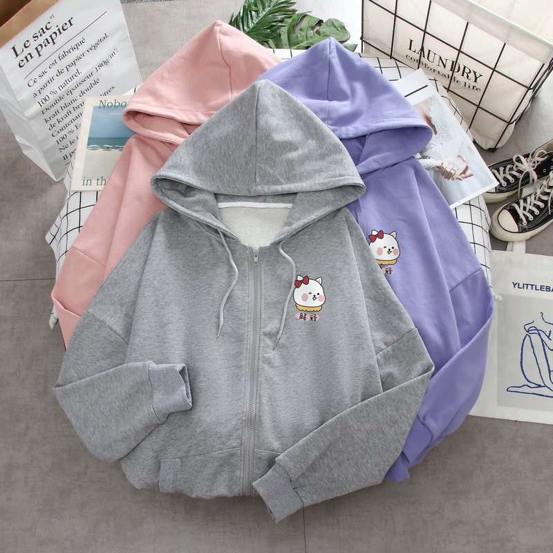 Áo khoác nỉ logo mèo nơ HARI1120