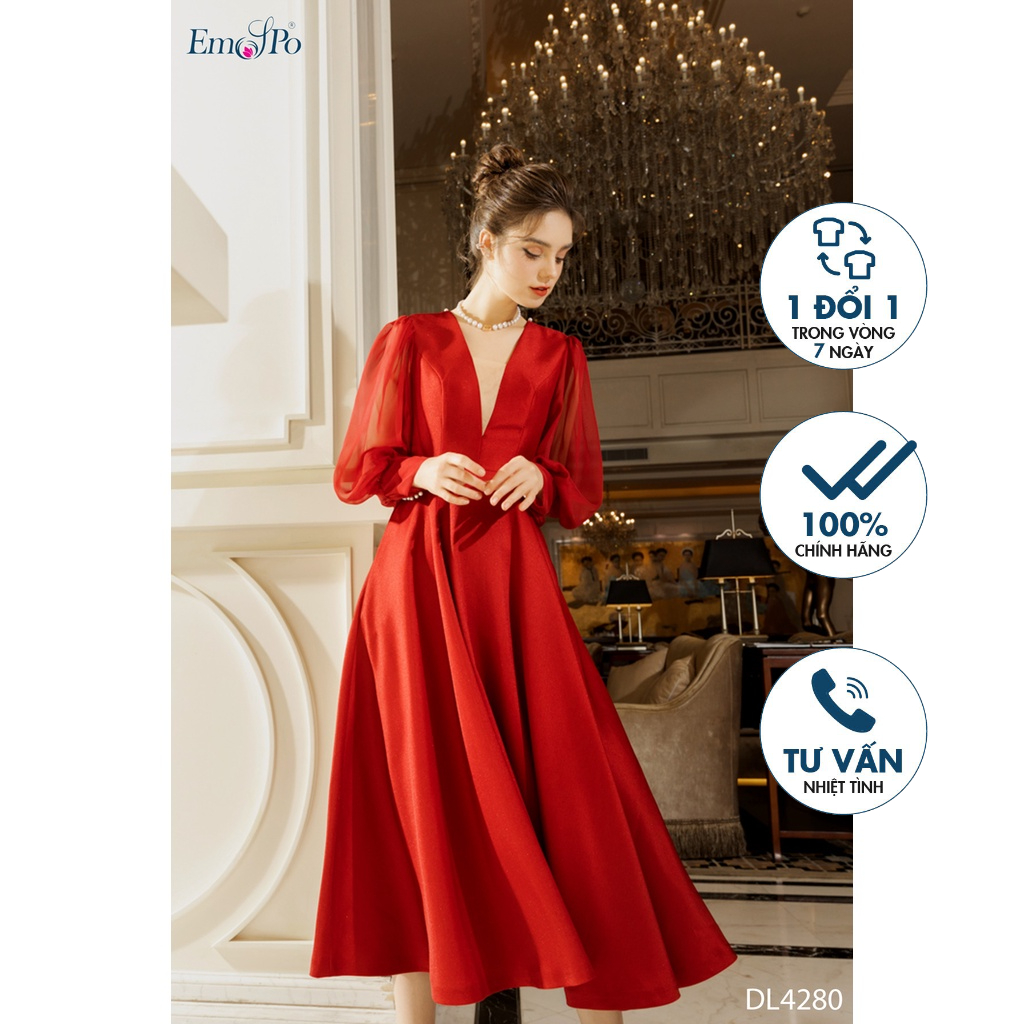 Đầm xòe tay dài EMSPO DL4280