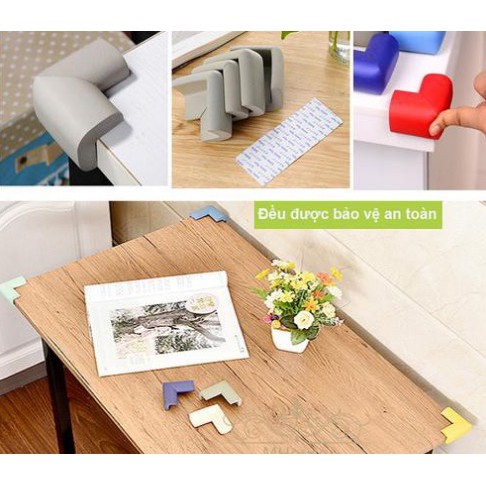 Set 4 Miếng Xốp Bịt Góc Bàn, Góc Tủ, Góc Giường Bảo Vệ Bé / Bọt Biển Bọc Cạnh Bàn