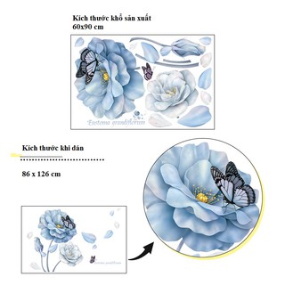 Decal dán tường hoa đá xanh