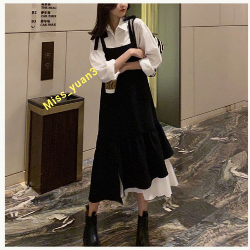 Đầm Dài Hai Dây Màu Đen Phong Cách Retro Thời Trang Mùa Thu 2020 Dành Cho Nữ