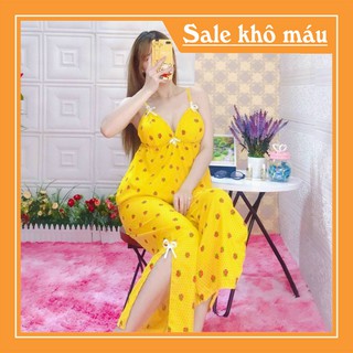 Đồ bộ nữ mặc nhà kate lụa áo 2 dây mặc thoáng mát