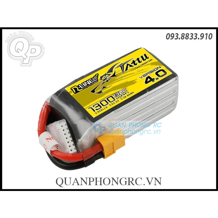 Pin Tattu R-Line V4 1300mAh 6S 130C 22.2V LiPo Battery XT60