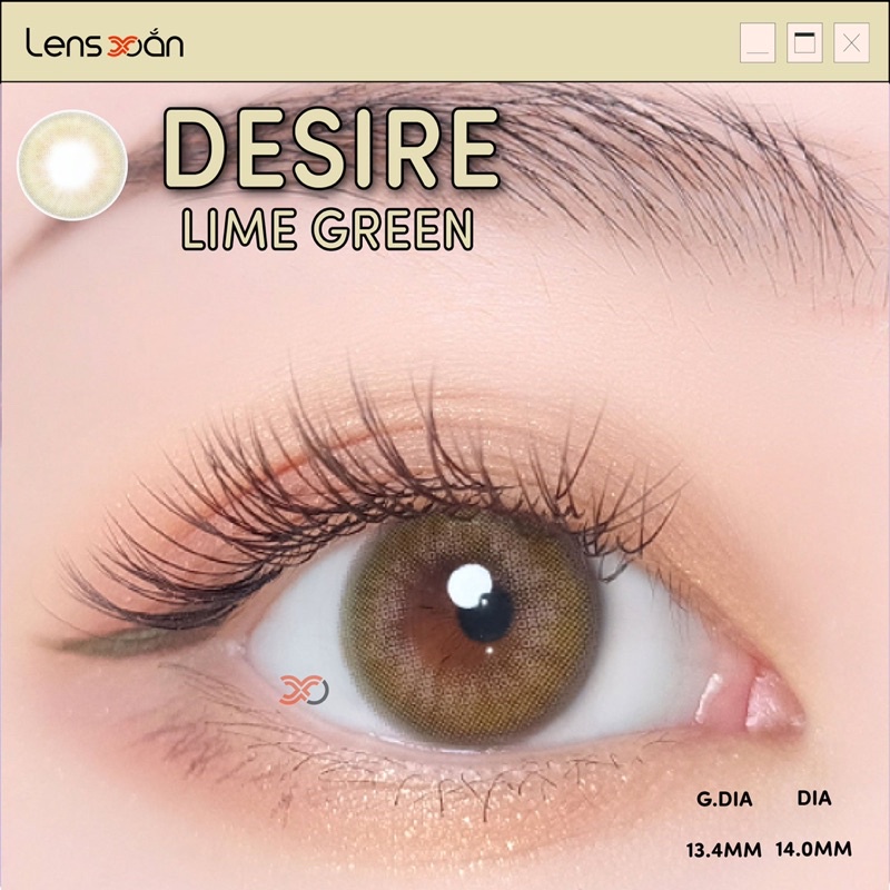 KÍNH ÁP TRÒNG DESIRE LIME GREEN CỦA IDOL LENS : LENS NÂU VÀNG CHANH | LENS XOẮN