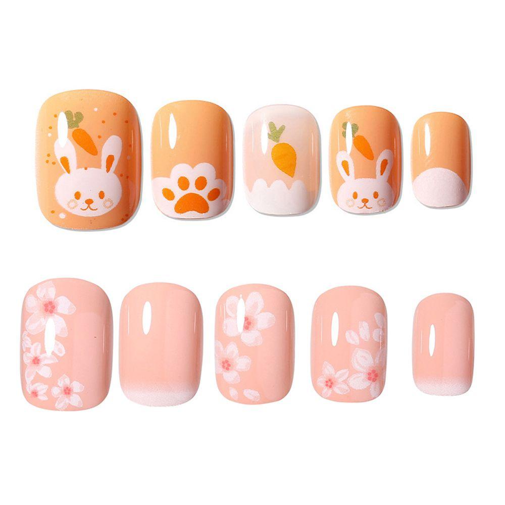 OCEANMAP Bộ Móng Tay Giả Hình Dấu Chân Thỏ Đính Đá Trang Trí Xinh Xắn