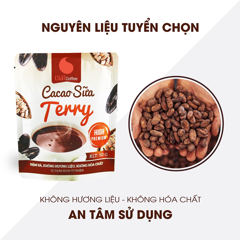 Cacao sữa 3in1 thơm ngon, tiện lợi Light Coffee - Gói 50g