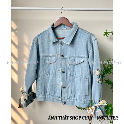 【ẢNH THẬT】Áo khoác bò thêu hoa tặng dây lụa ⚡️ 𝐅𝐑𝐄𝐄 𝐒𝐇𝐈𝐏 ⚡️Hàng Quảng Châu cao cấp cho nàng ngọt ngào - Mã AB34
