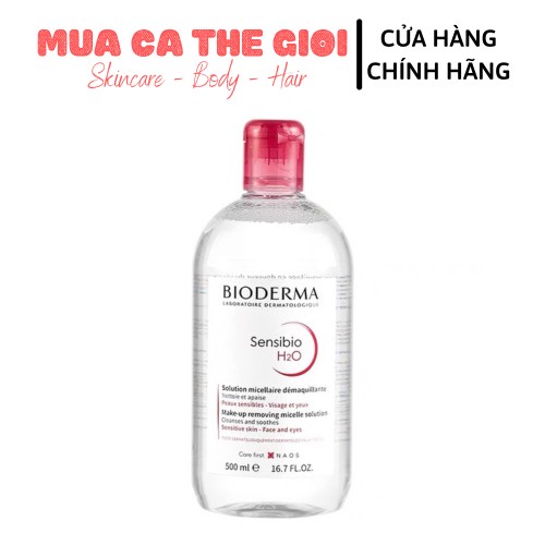 [Hàng Chính Hãng] Nước tẩy trang Bioderma Pháp H2O Xanh - Hồng 500ml