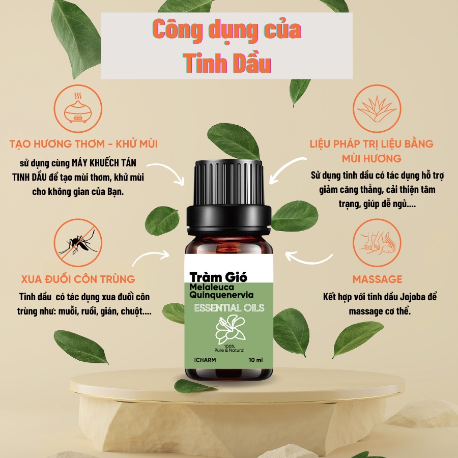 Tinh dầu xông phòng 10ml, đuổi muỗi - thơm phòng iCHARM - Có giấy kiểm định chất lượng