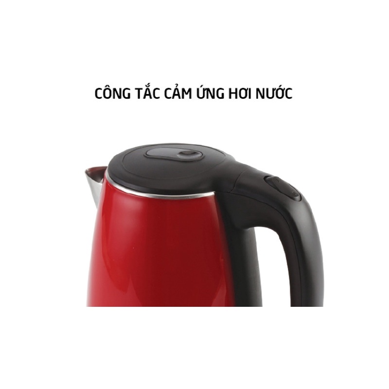 [ Hàng chính hãng] Bình đun siêu tốc 2 lớp Lock&Lock EJK738RED ( đỏ) - dung tích 1,7L - công suất 1800w - đế xoay 360 độ