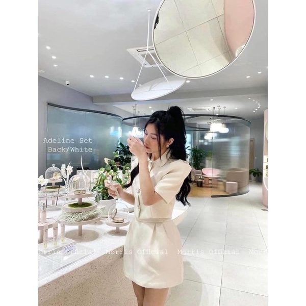 SET DẠ ÁO CỔ SEN TAY NGẮN + CHÂN VÁY A