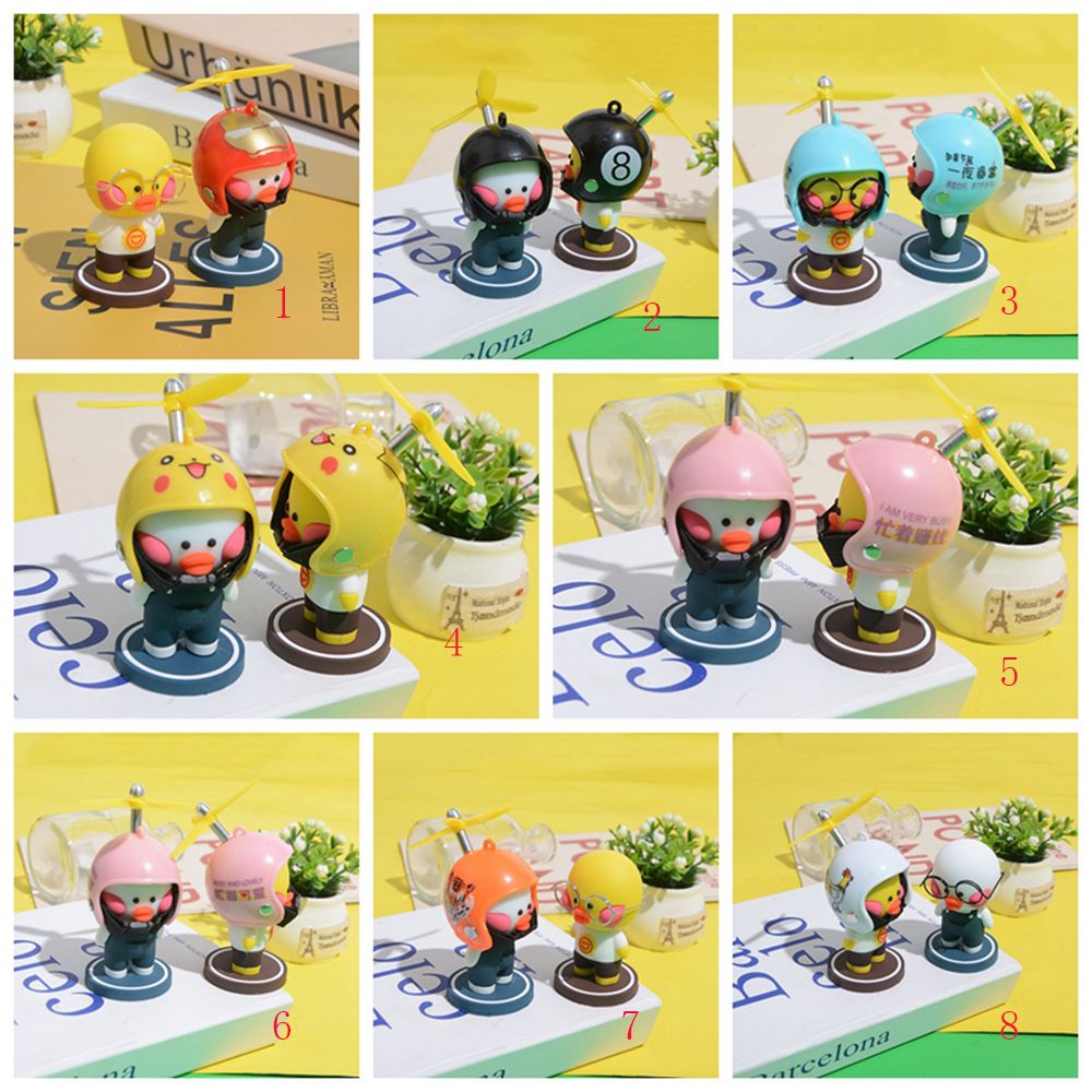 Mô hình chú vịt đội mũ bảo hiểm có chong chóng tre đáng yêu dành cho trang trí nhiều mẫu tùy chọn