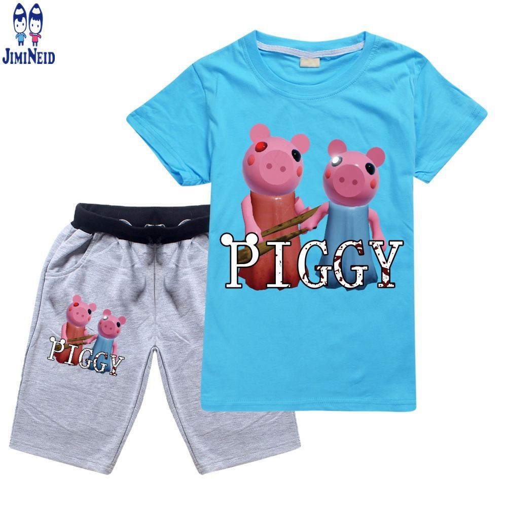 【JD】Summer Hot ROBLOX sale boys fashion suits Short-sleeved cotton T-shirt + shorts 2-piece set