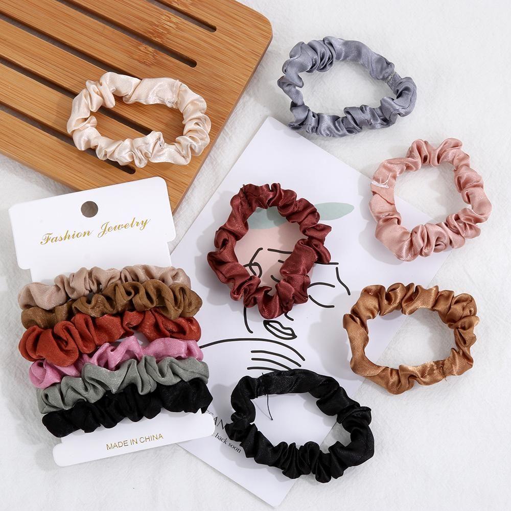 Set 4 / 6 Dây Cột Tóc Đuôi Ngựa Chất Liệu Nhung / Nhung Màu Sắc Cầu Vồng Phong Cách Cổ Điển