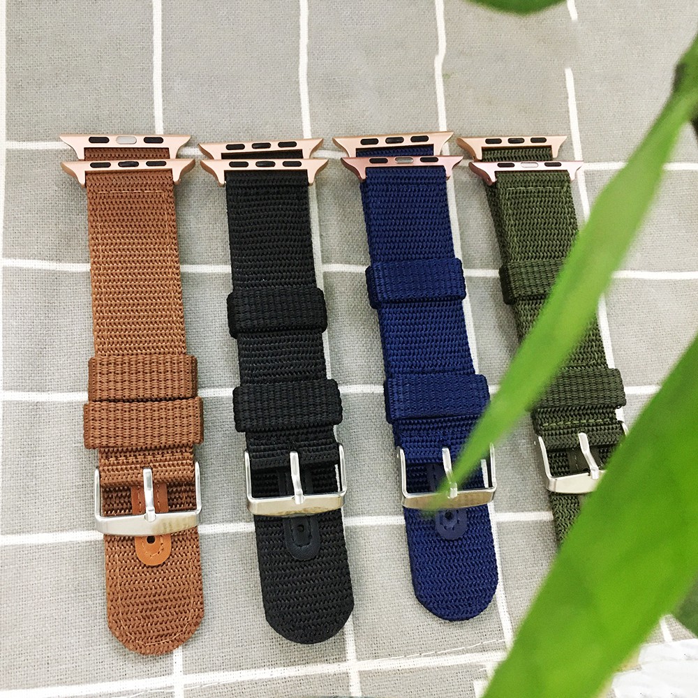Dây đeo đồng hồ Apple Watch vải dù mẫu mới size 38/40 42/44mm - 4 màu dây - 5 màu adapter đa dạng