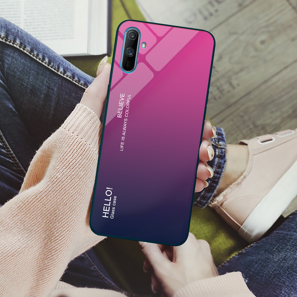 Ốp điện thoại Realme C3 - Gradient edition, chất liệu kính cường lực