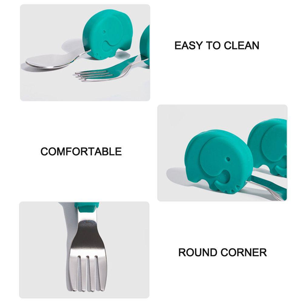 Bộ Muỗng Nĩa Silicone 1 Món Cho Bé Tập Ăn