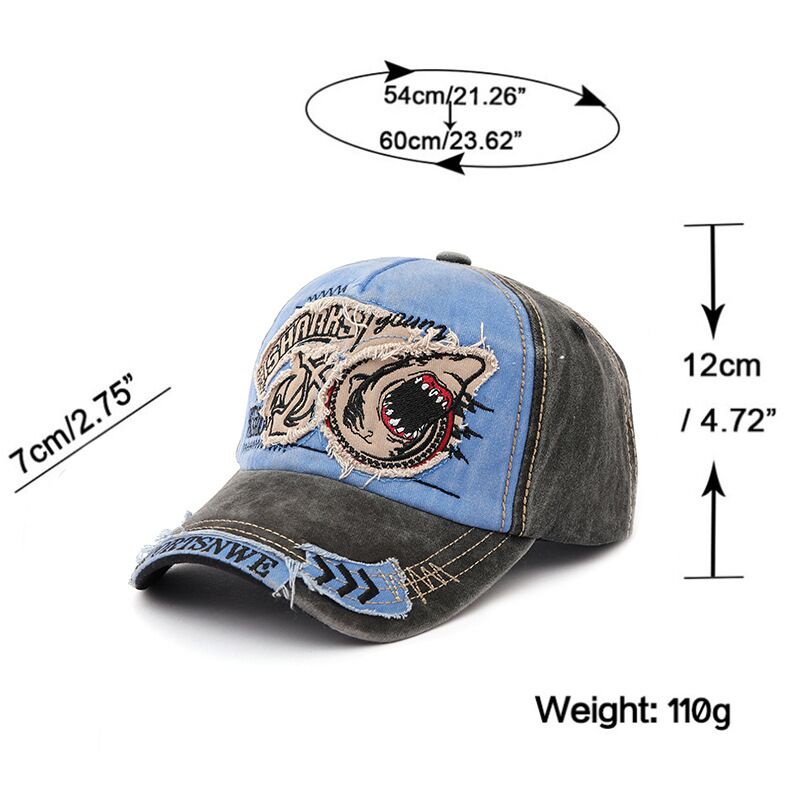 Nón Lưỡi Trai Thêu Hình Cá Mập 3D Phong Cách Âu Mỹ