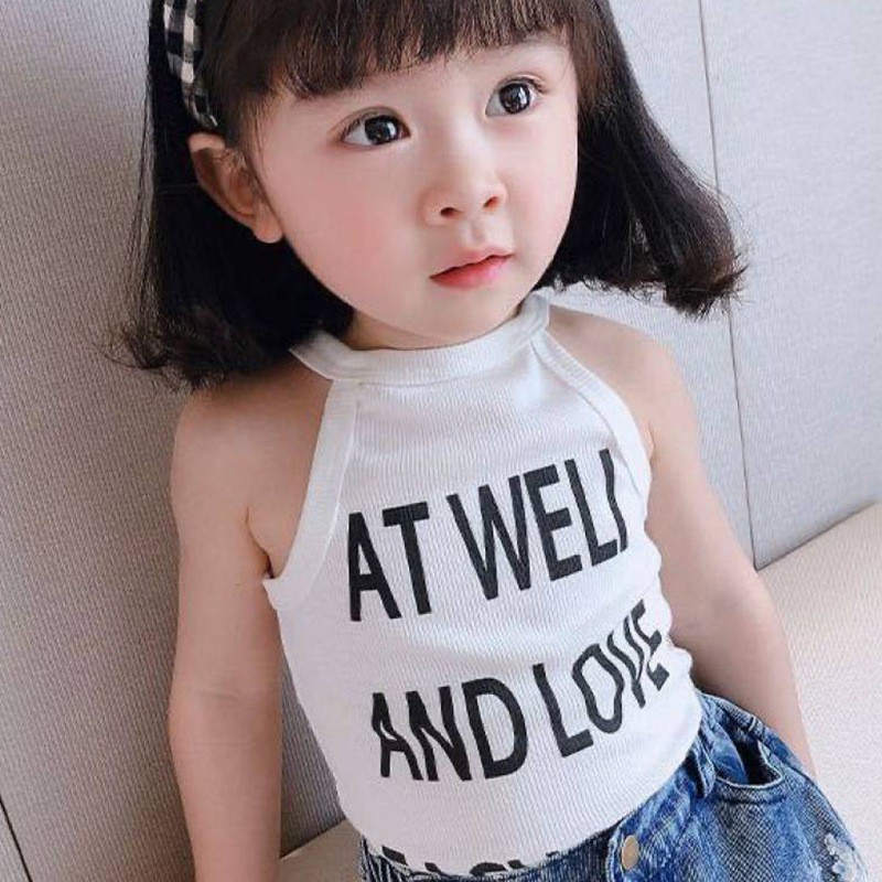 Áo Sát Nách In Chữ Thời Trang Mùa Hè Hàn Quốc Cho Bé Gái
