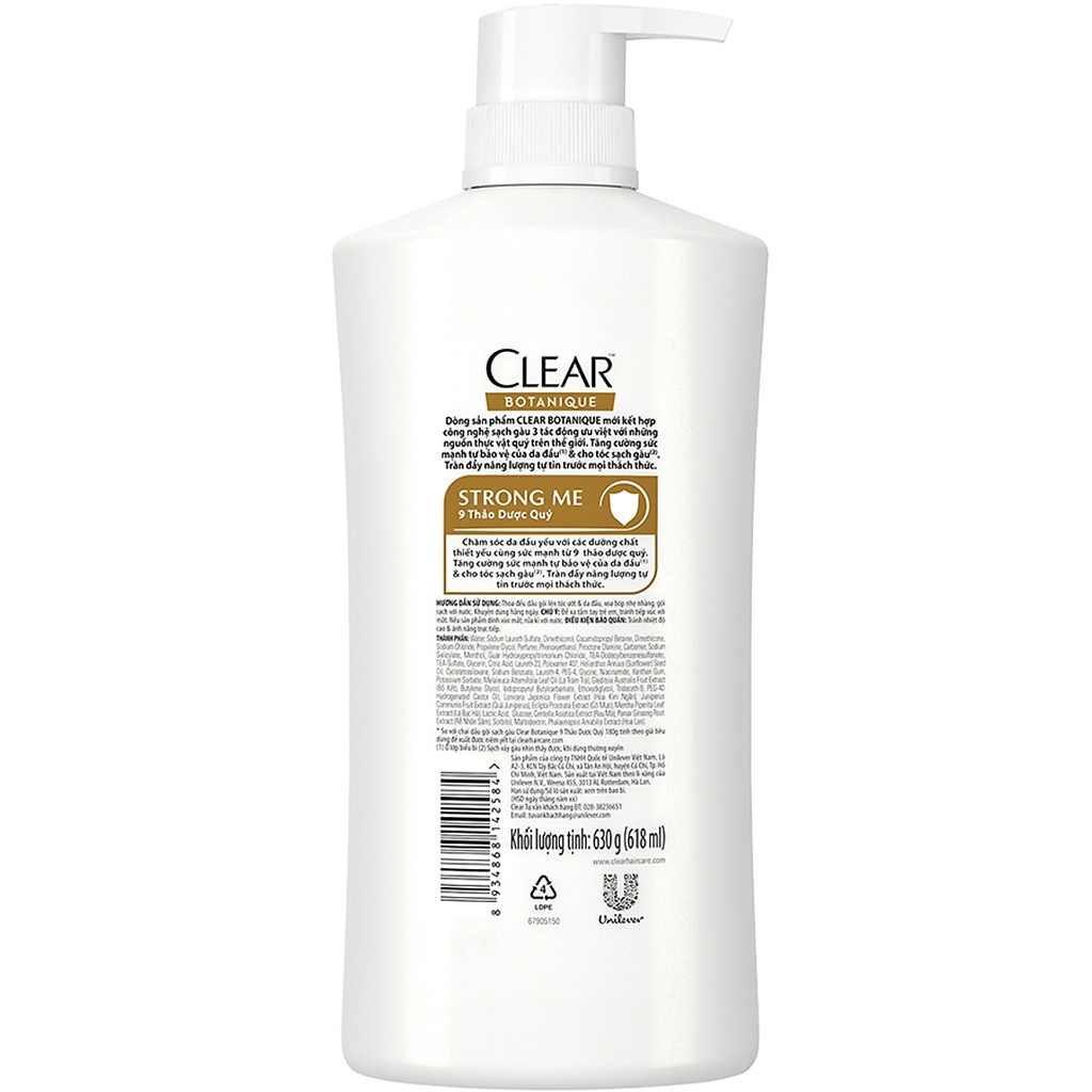 Dầu gội Clear 9 loại thảo dược quý 630g