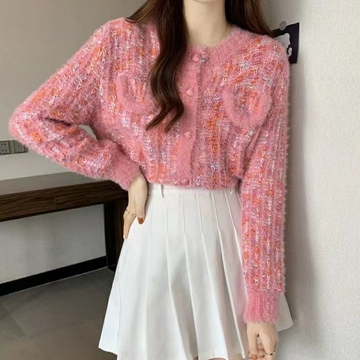 Áo Sweater Dệt Kim Dáng Ngắn Thời Trang Cho Nữ