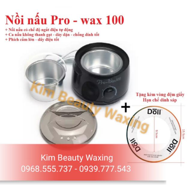 Nồi nấu sáp wax nóng Pro Wax 100 tặng vòng đệm giấy Loại Cao cấp