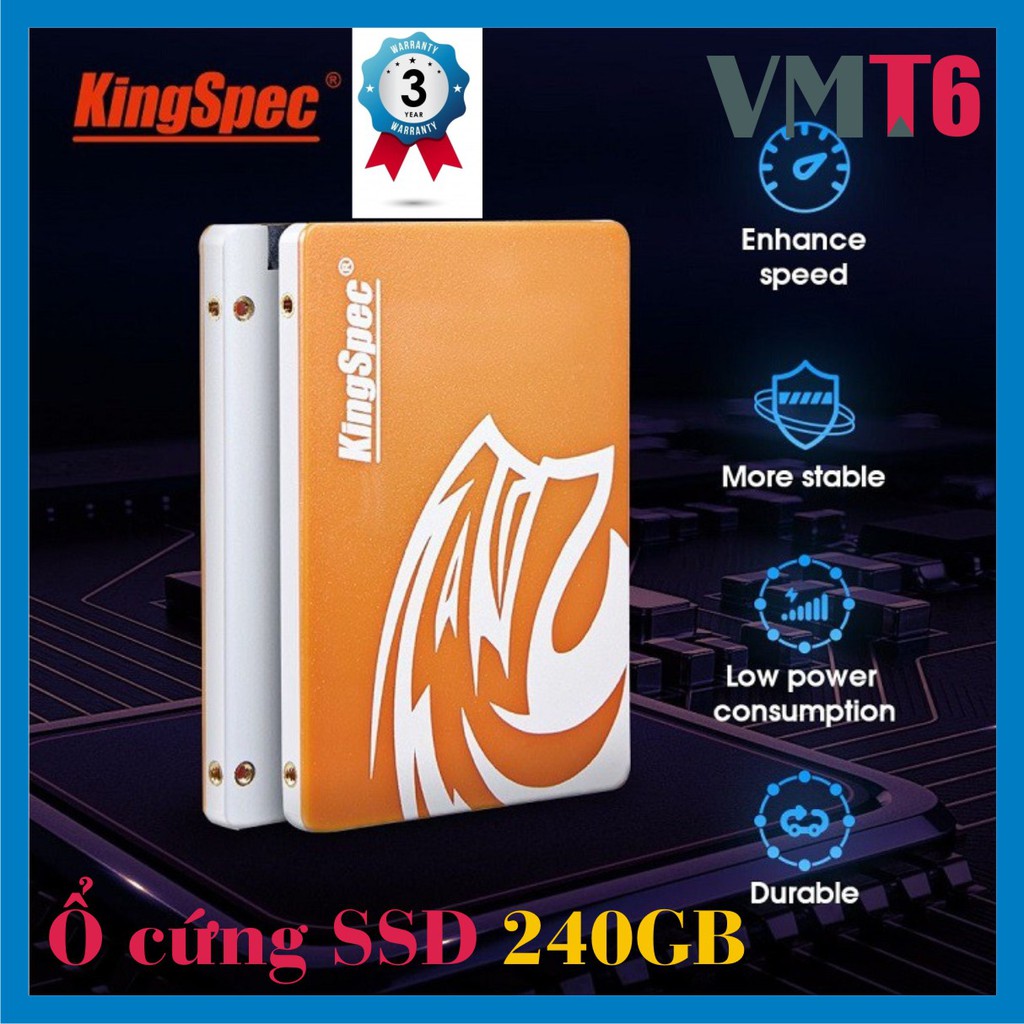 Ổ cứng SSD 240GB KingSpec chuẩn 2.5inch Sata3 tốc độ cao - Bảo hành chính hãng 36 tháng !!!