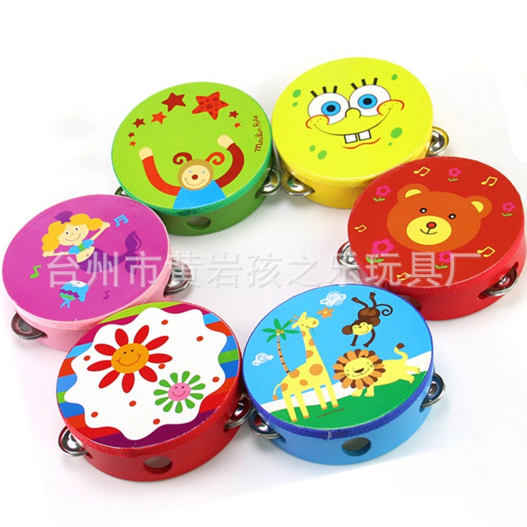 Trống Vỗ Tambourine Xắc Xô Cho Bé Đường Kính 15cm Bằng Gỗ Cho Bé