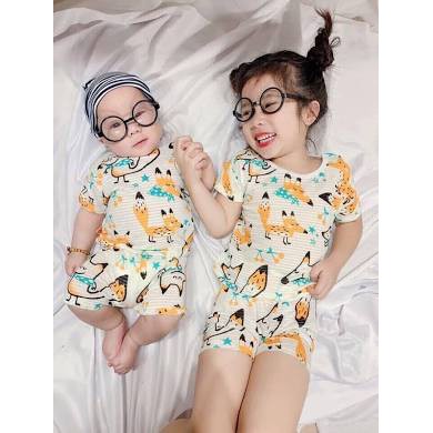 Bộ cotton sợi tre cài vai cho bé trai/bé gái