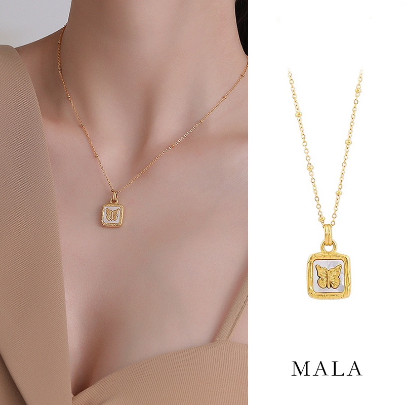 Vòng cổ Thép Titan Mạ Vàng 18k Mặt Bướm Đơn Giản Thời Trang Hàn Quốc