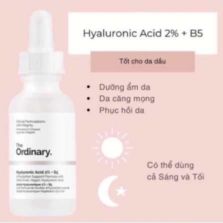 Tinh Chất The Ordinary Hyaluronic Acid 2% + B5 Serum The Ordinary Cấp Nước Phục Hồi Da