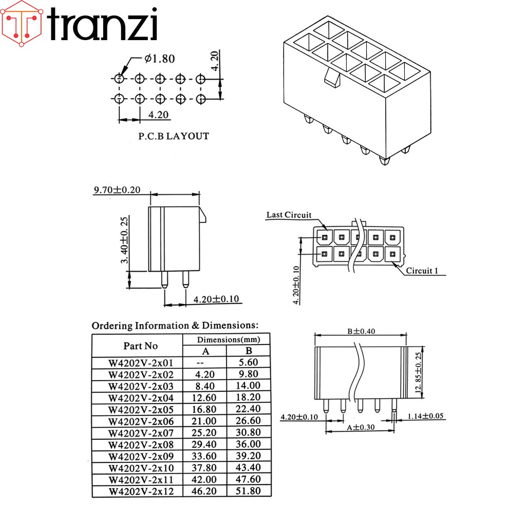 Giắc cắm header 4.2mm 5569 2x1P 2x2P 2x3P 2x4P 2x5P 2x6P 2x7P 2x8P 2x9P 2x10P 2x11P 2x12P chân cắm thẳng trắng