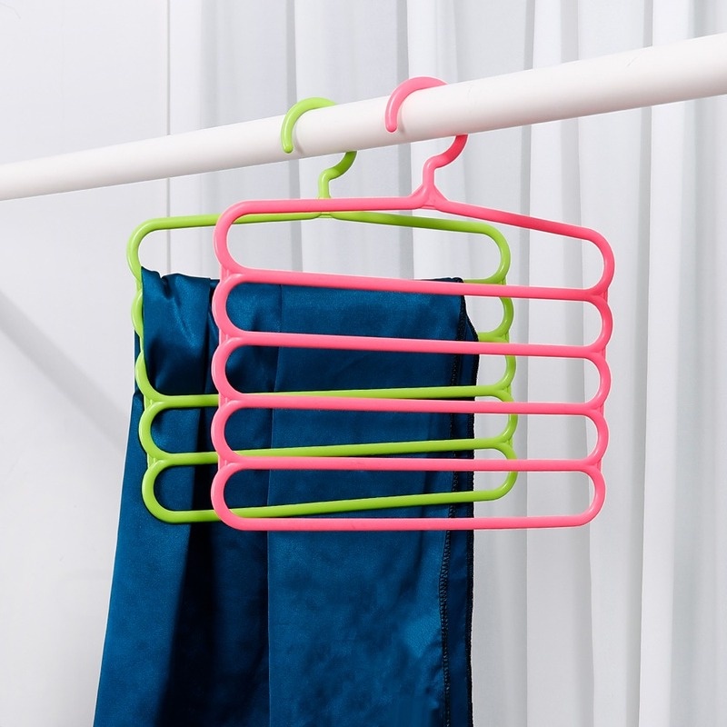 Thanh treo móc quần áo 5 Tầng Bằng Nhựa Chống Trượt Tiết Kiệm Không Gian