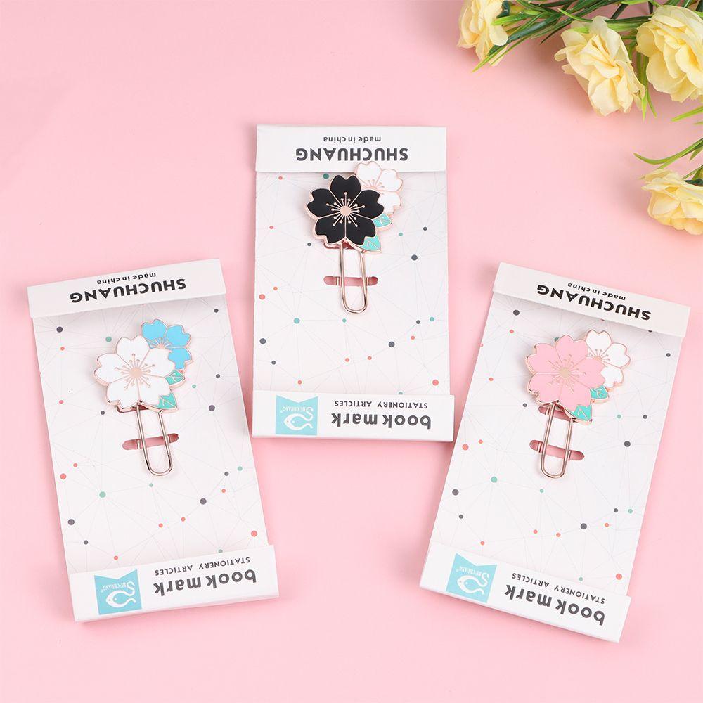 PISTA Thẻ Đánh Dấu Trang Sách Bằng Kim Loại Họa Tiết Hoa Anh Đào